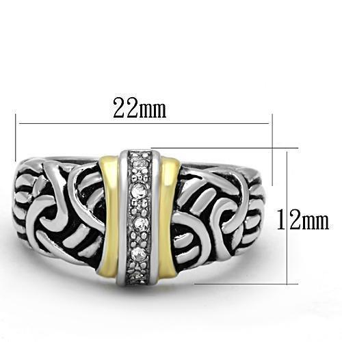 3W327 - Reverse Two-Tone Brass Ring with Top Grade Crystal  in Clear-1