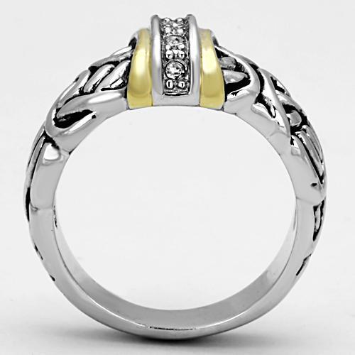 3W327 - Reverse Two-Tone Brass Ring with Top Grade Crystal  in Clear-2