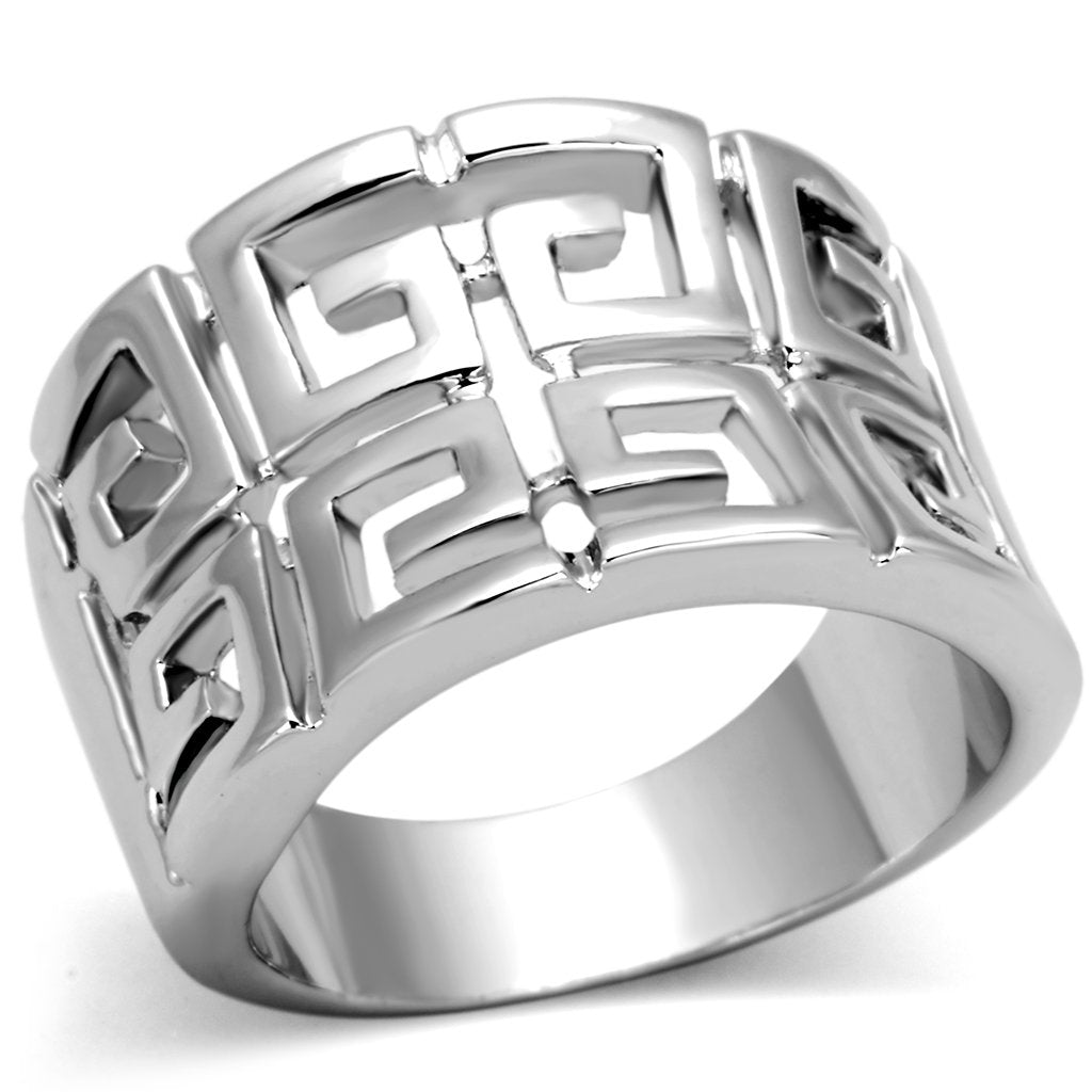 3W329 - Rhodium Brass Ring with No Stone-0