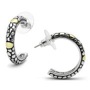 3W335 - Reverse Two-Tone Brass Earrings with Epoxy  in Jet-0