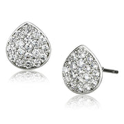 3W352 - Rhodium Brass Earrings with AAA Grade CZ  in Clear-0
