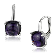 3W353 - Rhodium Brass Earrings with AAA Grade CZ  in Amethyst-0