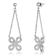 3W354 - Rhodium Brass Earrings with AAA Grade CZ  in Clear-0