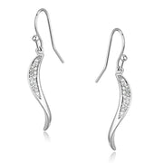 3W377 - Rhodium Brass Earrings with AAA Grade CZ  in Clear-0