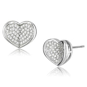 3W389 - Rhodium Brass Earrings with AAA Grade CZ  in Clear-0