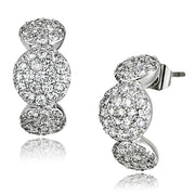 3W390 - Rhodium Brass Earrings with AAA Grade CZ  in Clear-0