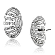 3W393 - Rhodium Brass Earrings with AAA Grade CZ  in Clear-0
