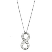 3W407 - Rhodium Brass Necklace with Top Grade Crystal  in Clear-0