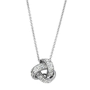 3W408 - Rhodium Brass Necklace with Top Grade Crystal  in Clear-0