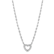 3W413 - Rhodium Brass Necklace with AAA Grade CZ  in Clear-0