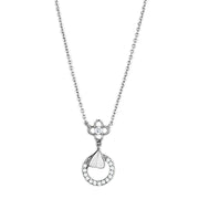 3W419 - Rhodium Brass Necklace with AAA Grade CZ  in Clear-0