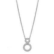 3W421 - Rhodium Brass Necklace with AAA Grade CZ  in Clear-0