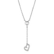 3W425 - Rhodium Brass Necklace with AAA Grade CZ  in Clear-0