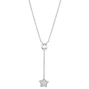 3W426 - Rhodium Brass Necklace with AAA Grade CZ  in Clear-0