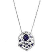 3W438 - Rhodium + Ruthenium Brass Necklace with AAA Grade CZ  in Amethyst-0
