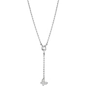 3W443 - Rhodium Brass Necklace with AAA Grade CZ  in Clear-0