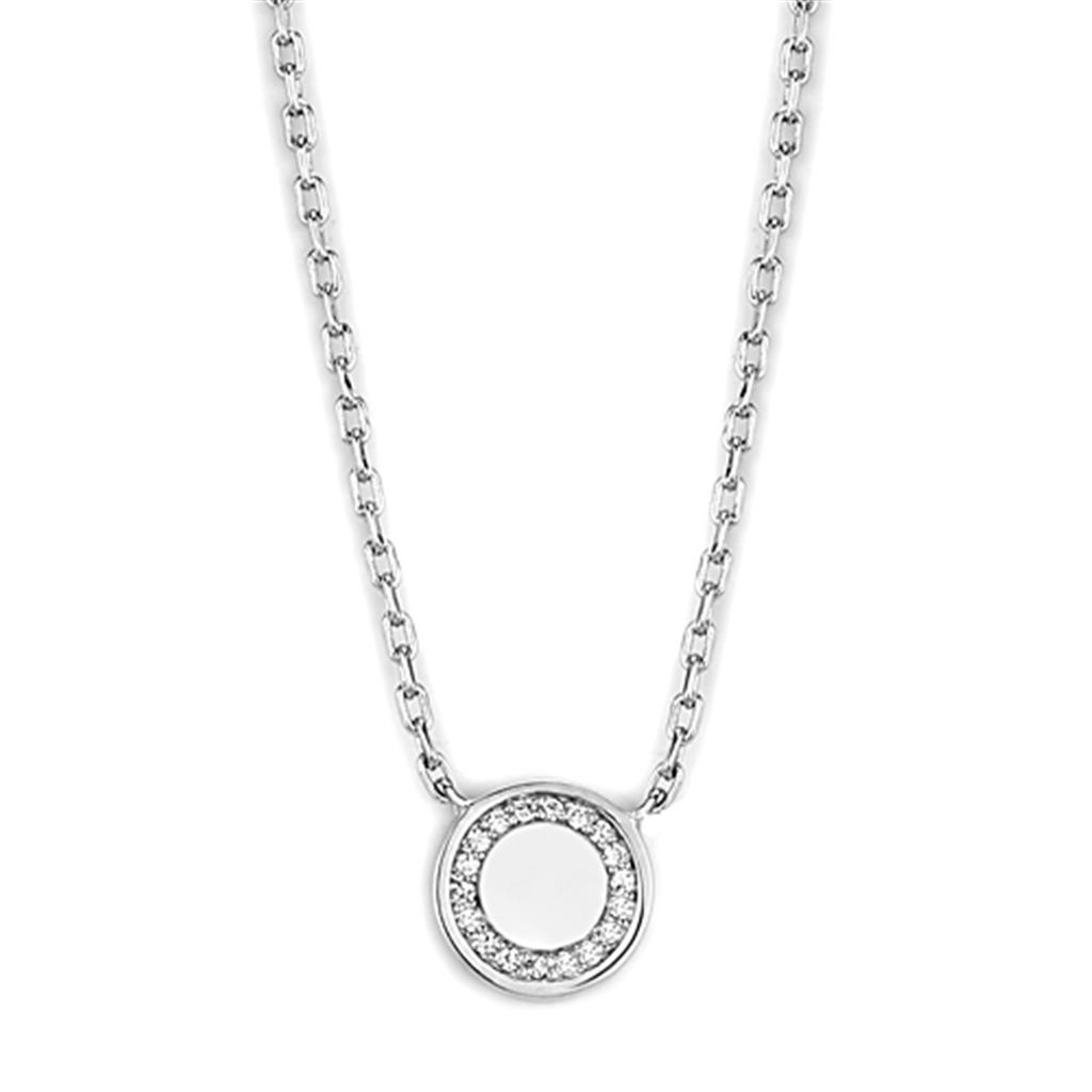 3W447 - Rhodium Brass Necklace with AAA Grade CZ  in Clear-0