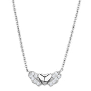 3W451 - Rhodium Brass Necklace with AAA Grade CZ  in Clear-0