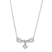 3W452 - Rhodium Brass Necklace with AAA Grade CZ  in Clear-0