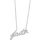 3W458 - Rhodium Brass Necklace with AAA Grade CZ  in Clear-0