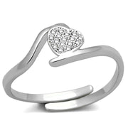 3W464 - Rhodium Brass Ring with AAA Grade CZ  in Clear-0