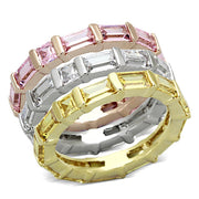 3W473 - Tricolor Brass Ring with AAA Grade CZ  in Multi Color-0
