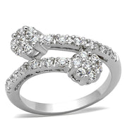3W490 - Rhodium Brass Ring with AAA Grade CZ  in Clear-0