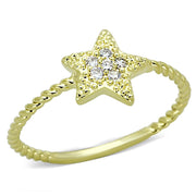 3W500 - Gold Brass Ring with AAA Grade CZ  in Clear-0
