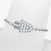 3W515 - Rhodium Brass Ring with AAA Grade CZ  in Clear-0