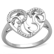 3W524 - Rhodium Brass Ring with AAA Grade CZ  in Clear-0
