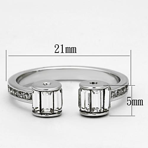 3W526 - Rhodium Brass Ring with Top Grade Crystal  in Clear-1