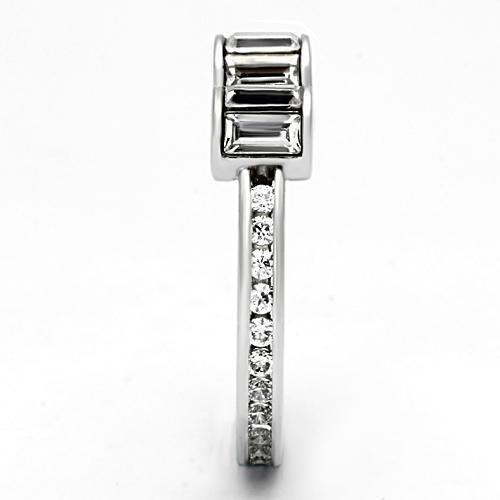3W526 - Rhodium Brass Ring with Top Grade Crystal  in Clear-3