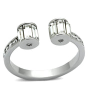 3W526 - Rhodium Brass Ring with Top Grade Crystal  in Clear-0