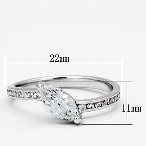 3W528 - Rhodium Brass Ring with AAA Grade CZ  in Clear-1