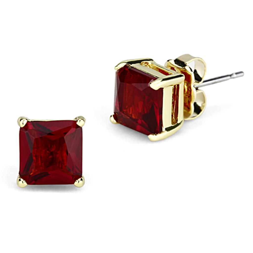 3W536 - Gold Brass Earrings with Synthetic Synthetic Glass in Siam-0