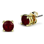 3W557 - Gold Brass Earrings with Synthetic Synthetic Glass in Siam-0