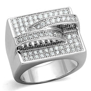 3W562 - Rhodium Brass Ring with AAA Grade CZ  in Clear-0