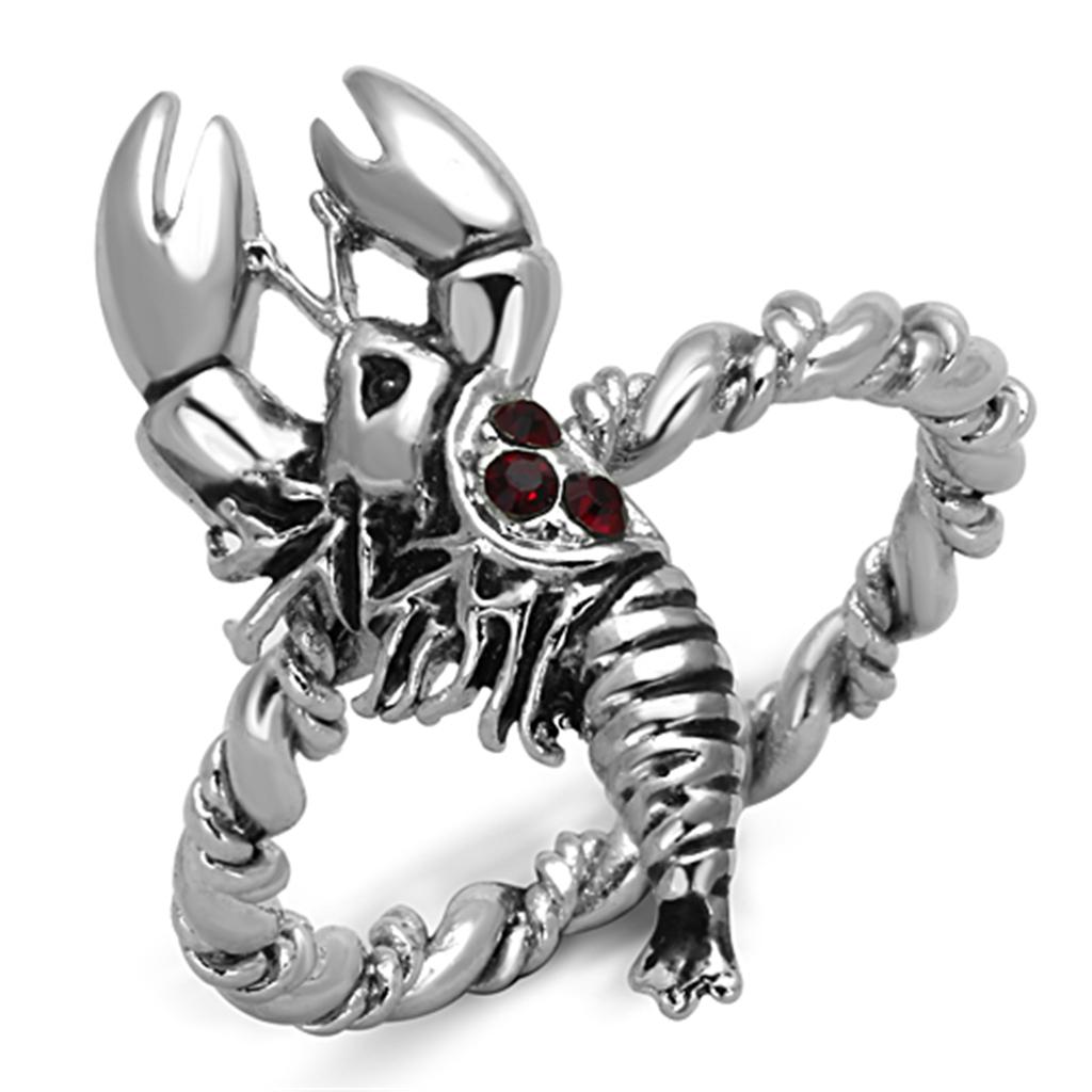 3W563 - Rhodium Brass Ring with Top Grade Crystal  in Siam-0