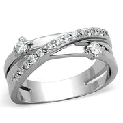 3W565 - Rhodium Brass Ring with AAA Grade CZ  in Clear-0