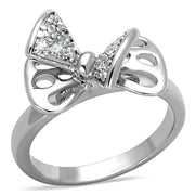 3W570 - Rhodium Brass Ring with AAA Grade CZ  in Clear-0
