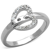 3W573 - Rhodium Brass Ring with AAA Grade CZ  in Clear-0
