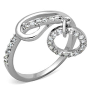 3W577 - Rhodium Brass Ring with AAA Grade CZ  in Clear-0