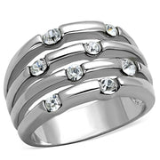 3W581 - Rhodium Brass Ring with Top Grade Crystal  in Clear-0