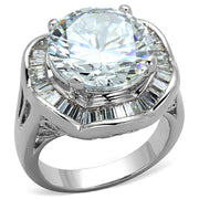 3W589 - Rhodium Brass Ring with AAA Grade CZ  in Clear-0