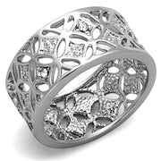 3W590 - Rhodium Brass Ring with Top Grade Crystal  in Clear-0