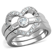 3W591 - Rhodium Brass Ring with AAA Grade CZ  in Clear-0