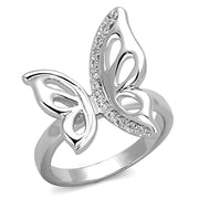 3W592 - Rhodium Brass Ring with AAA Grade CZ  in Clear-0