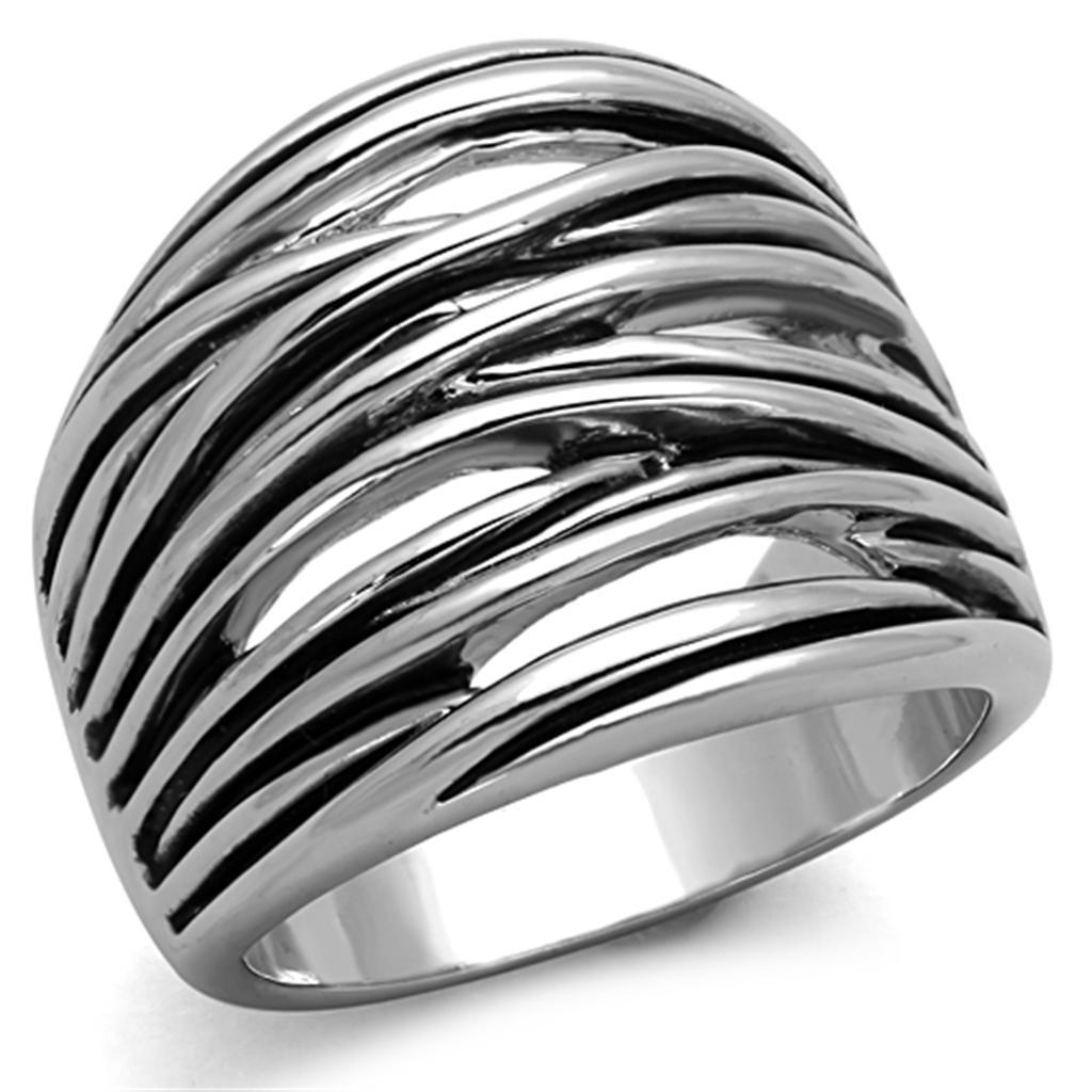 3W596 - Rhodium Brass Ring with Epoxy  in Jet-0