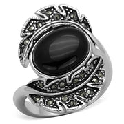 3W597 - Rhodium Brass Ring with Synthetic Onyx in Jet-0