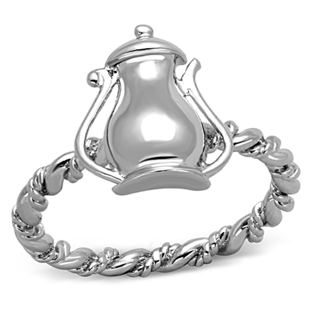 3W607 - Rhodium Brass Ring with No Stone-0